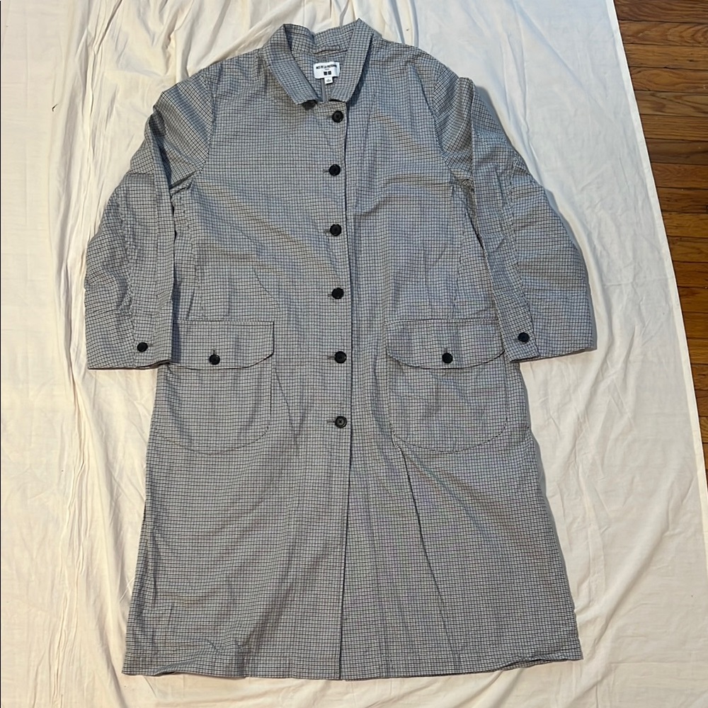 Uniqlo Ines De La Fressange Gray Checkered Coat Size L